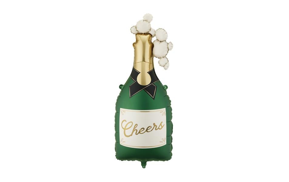 Partydeco Ballon en aluminium Champagne Doré/Vert foncé