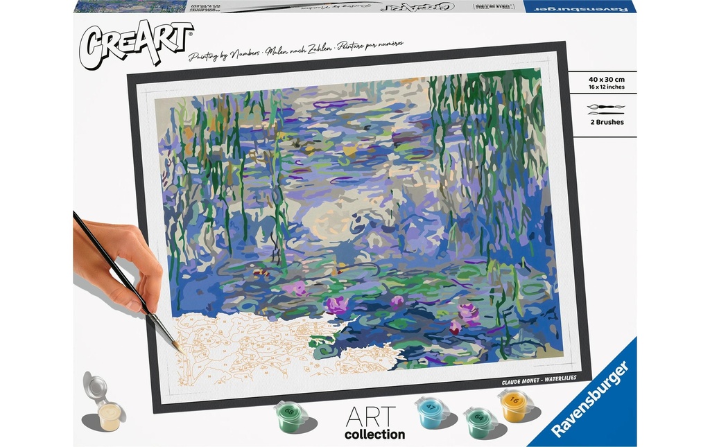 Ravensburger Peinture avec chiffres CreArt Nénuphars Claude Monet, 30 x 40 cm