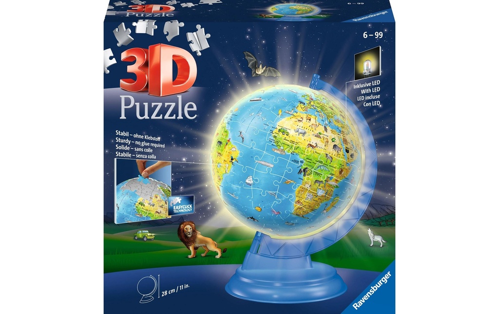 Ravensburger Puzzle Globe pour enfants avec lumière 180 pièces