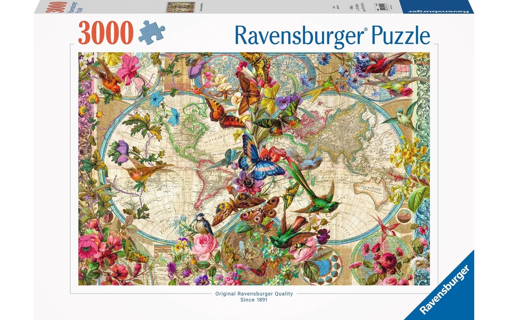 Ravensburger Puzzle Carte du monde avec des papillons 3000 pièces