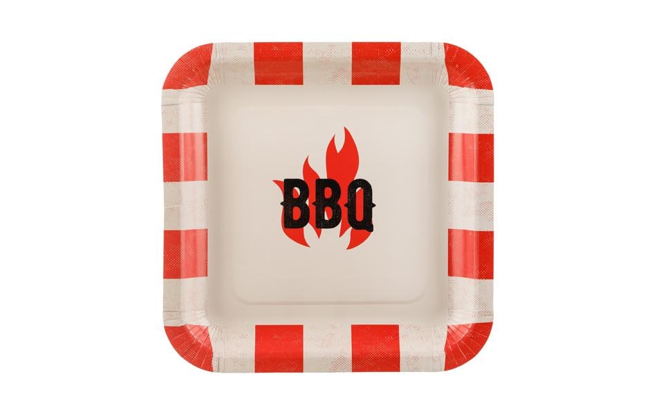 Partydeco Assiettes jetables Grill BBQ à carreaux 6 Pièce/s