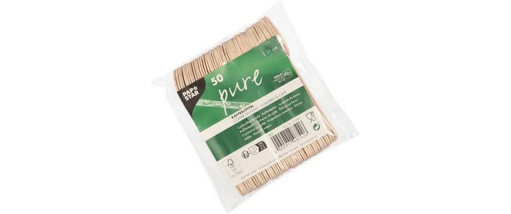 Papstar Cuillères à café jetables Bois PURE 50 Pièce/s Beige