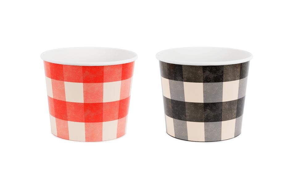 Partydeco Bols jetables Grille à carreaux 2 Pièce/s