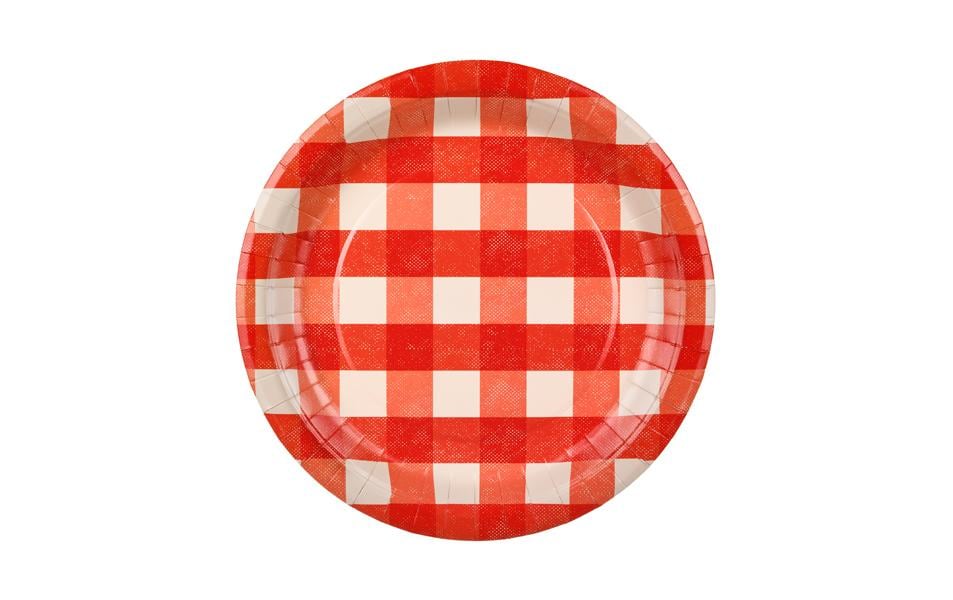 Partydeco Assiettes jetables Grille à carreaux 6 Pièce/s
