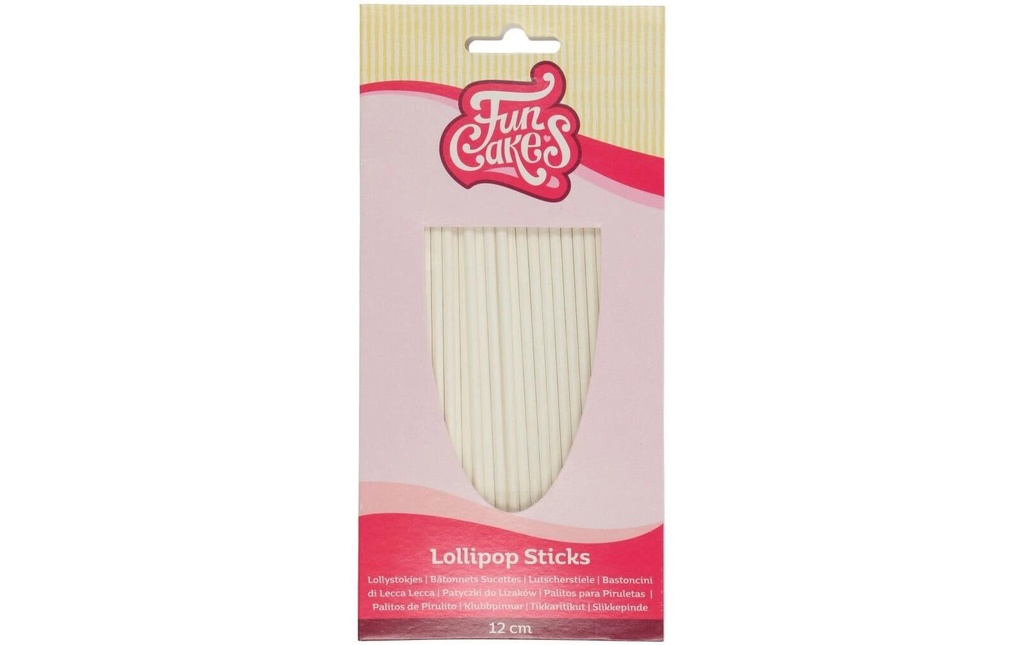 Funcakes Bâtonnets de sucettes Lollipop Stick, 12 cm, 50 pièces