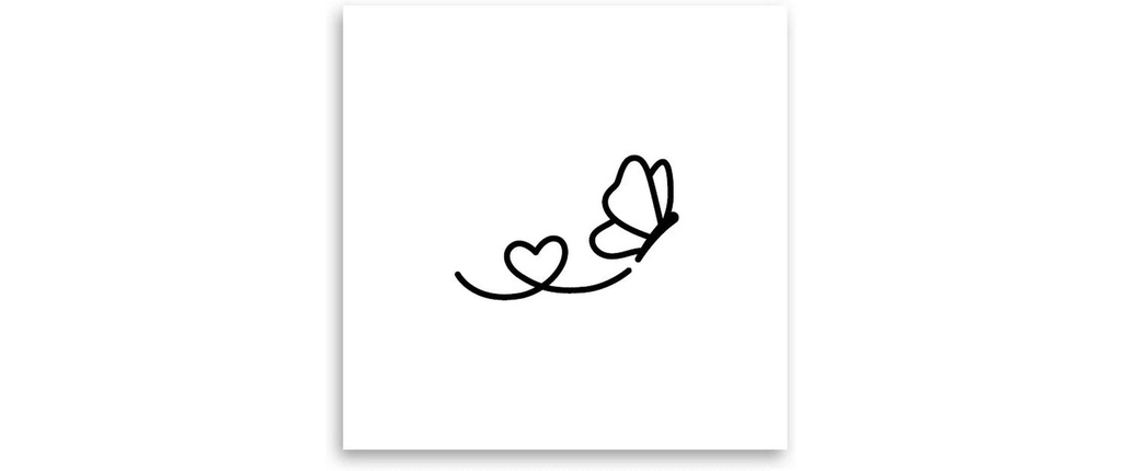 minink Tatouage papillon avec un coeur Taille: S (2.4 cm x 1,6 cm)