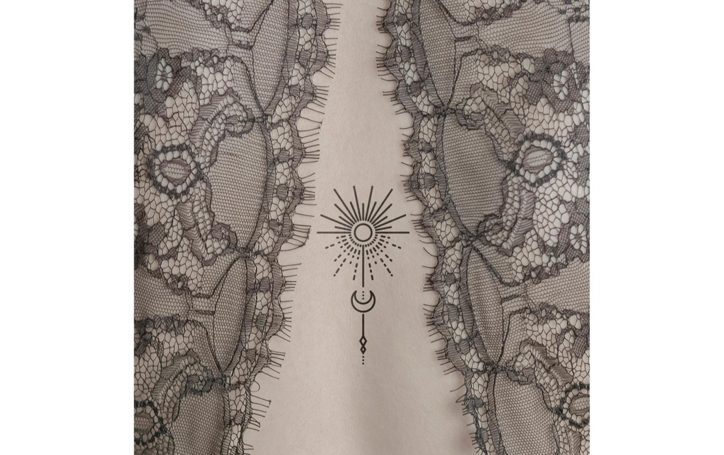 minink Tatouage soleil avec croissant de lune Taille: M (3.4 cm x 6,6 cm)