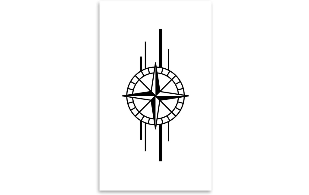minink Boussole de tatouage avec des lignes Taille: L (4.0 cm x 8.0 cm)