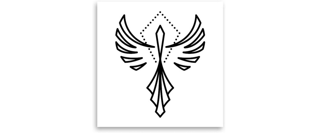 minink Tatouage Phénix abstrait Taille: S (3.5 cm x 4,2 cm)