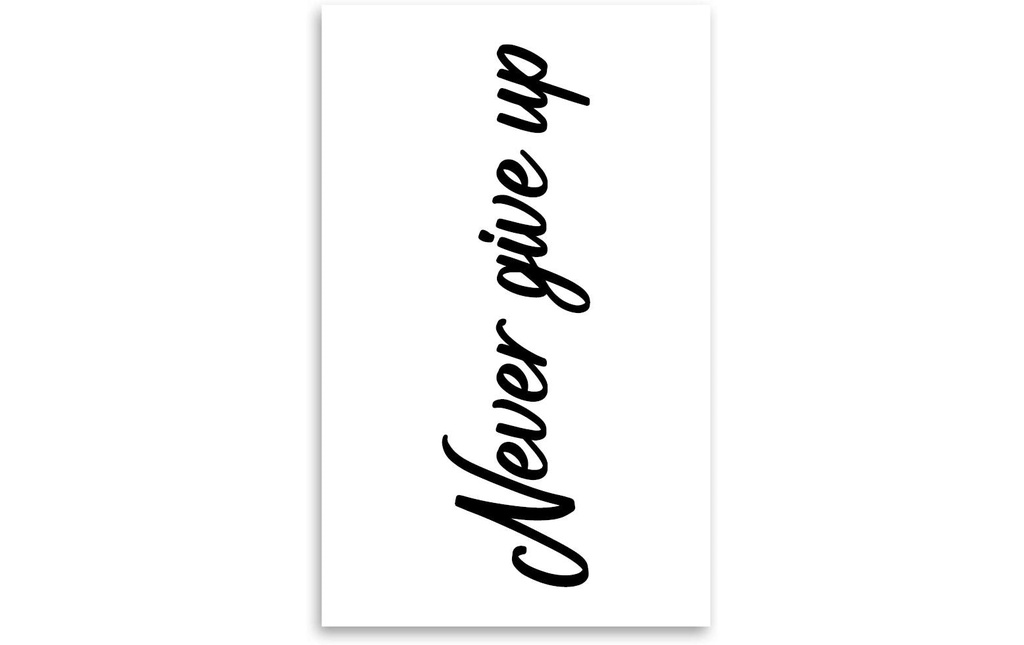 minink Lettre de tatouage Never give up Taille: M (1.9 cm x 7,0 cm)