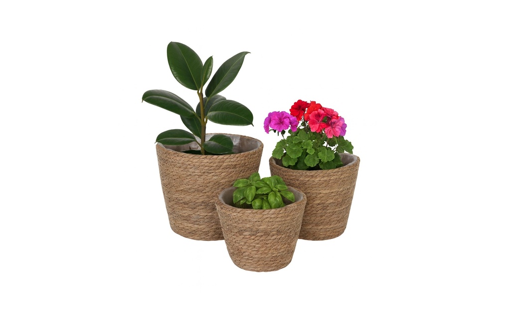 relaxdays Pot de fleur Lot de 3 Beige