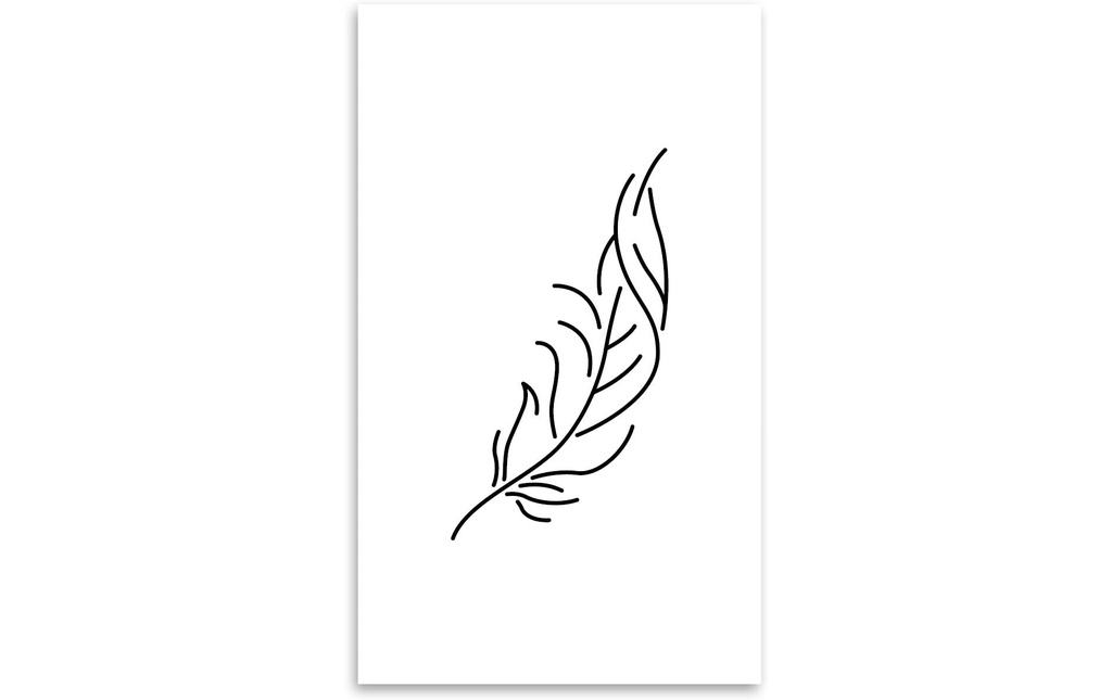 minink tatouage plume courbée Taille: L (3.6 cm x 6,6 cm)