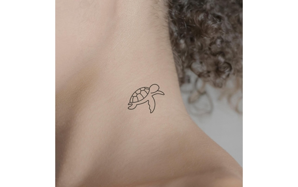 minink Tatouage tortue flottante Taille: S (3.3 cm x 4.0 cm)