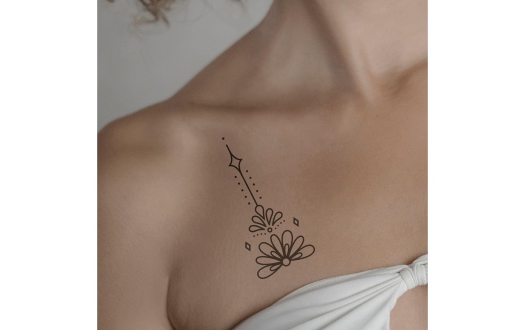minink Tatouage mandala avec des fleurs de lotus Taille: L (4.4 cm x 10,1 cm)