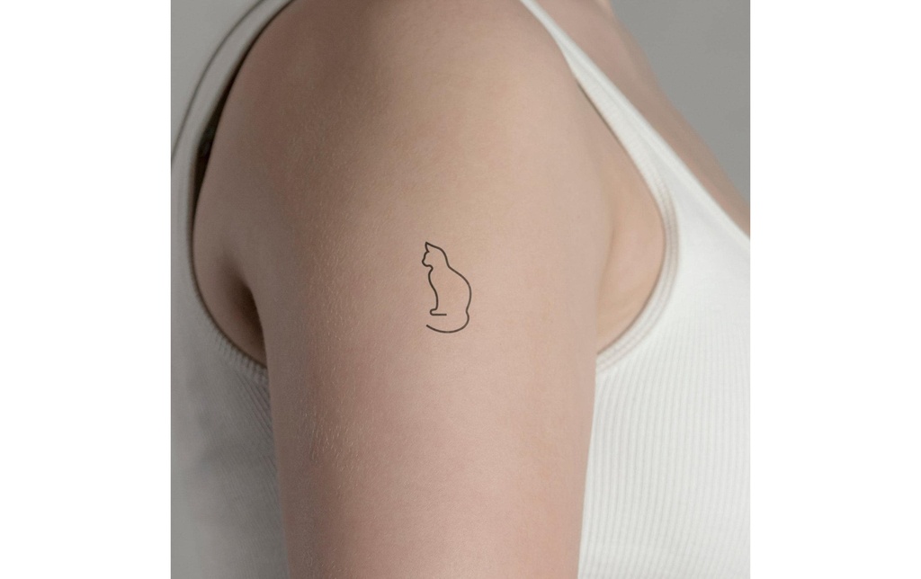 minink Tatouage de chats minimaliste Taille: S (1.6 cm x 3,0 cm)