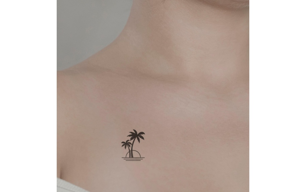minink Tatouage de palmiers au coucher du soleil Taille: S (3.1 cm x 4,1 cm)