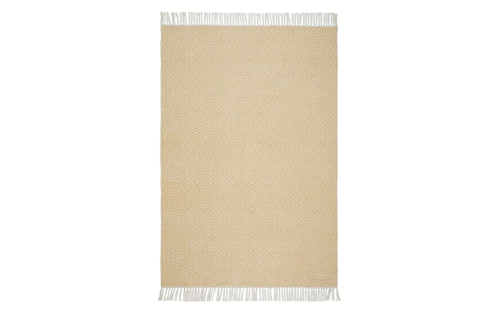 Urbanara Tapis Barota 90 x 130 cm, Jaune moutarde/Blanc