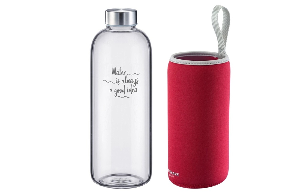 Westmark Gourde Viva en verre 1000 ml, Rouge