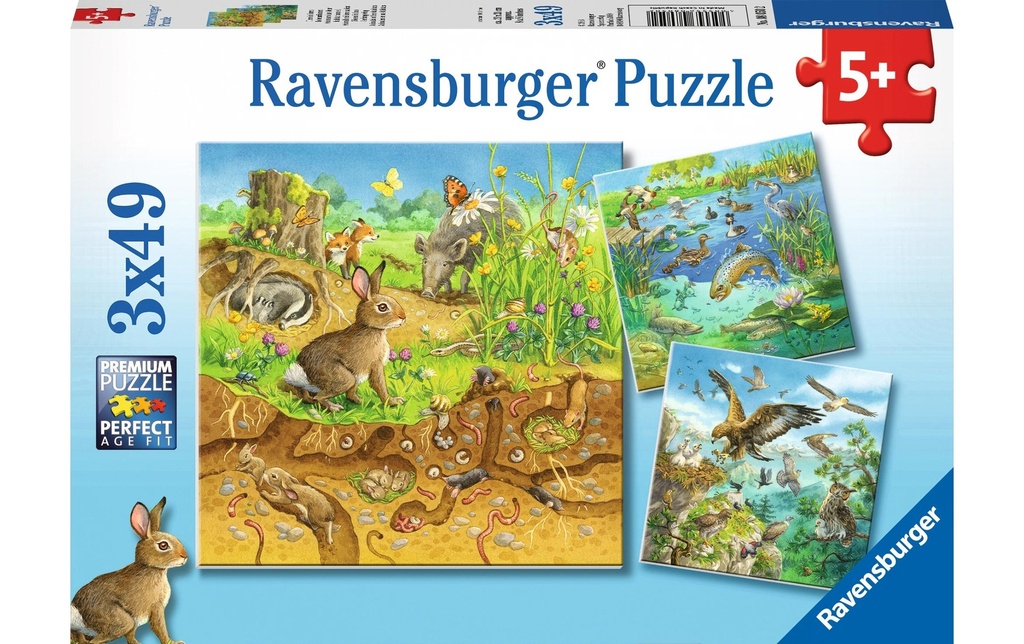 Ravensburger Puzzle Les animaux dans leur habitat 3 x 49 pièces