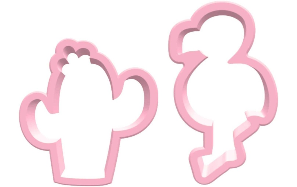 BackshopSchweiz Kits d’emporte-pièces Flamant rose & cactus Bio-plastique Rose