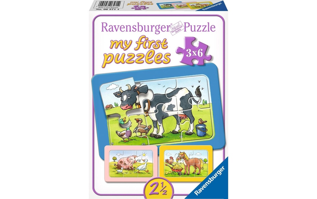 Ravensburger Puzzle Bons amis des animaux 3 x 6 pièces