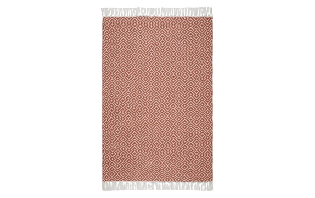 Urbanara Tapis Barota 90 x 130 cm, Terracotta/Blanc