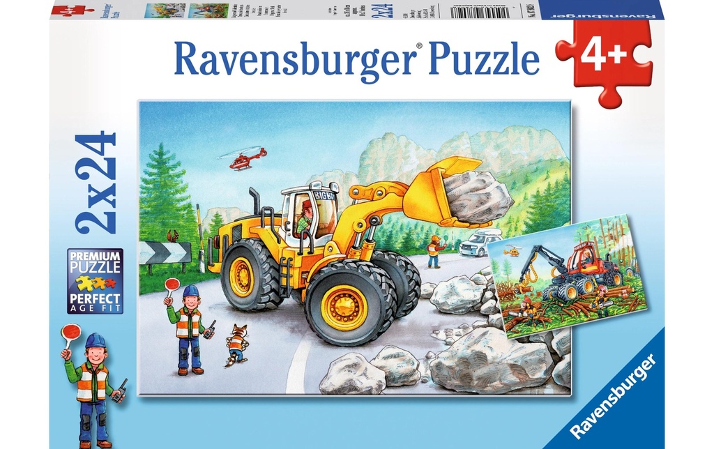 Ravensburger Puzzle Pelleteuse et tracteur forestier 2 x 24 pièces
