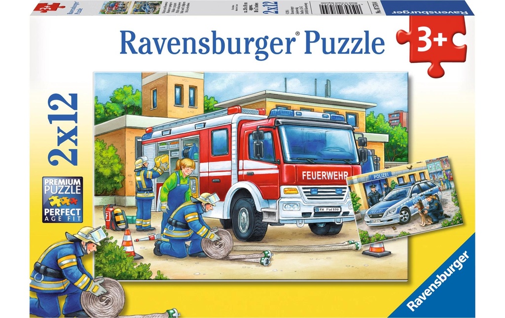 Ravensburger Puzzle Police et pompiers 2 x 12 pièces