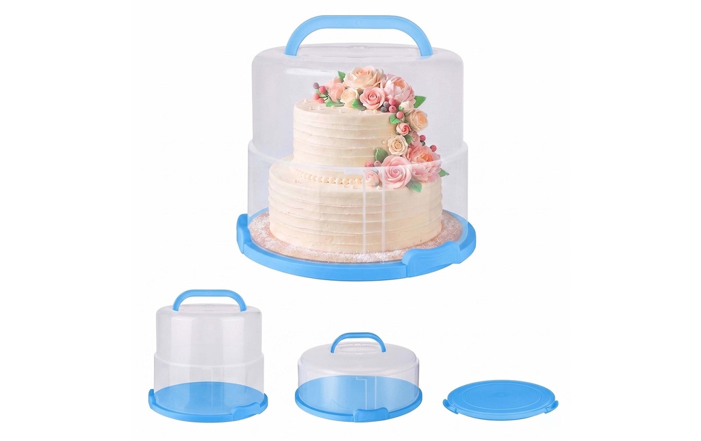 relaxdays Cloche à gâteau réglable en hauteur Bleu/Transparent