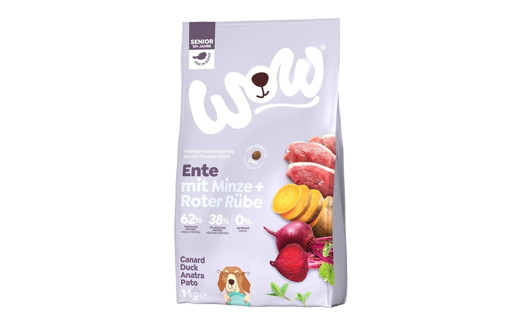 WOW Alimentation sèche Minis Senior Canard, 1 kg