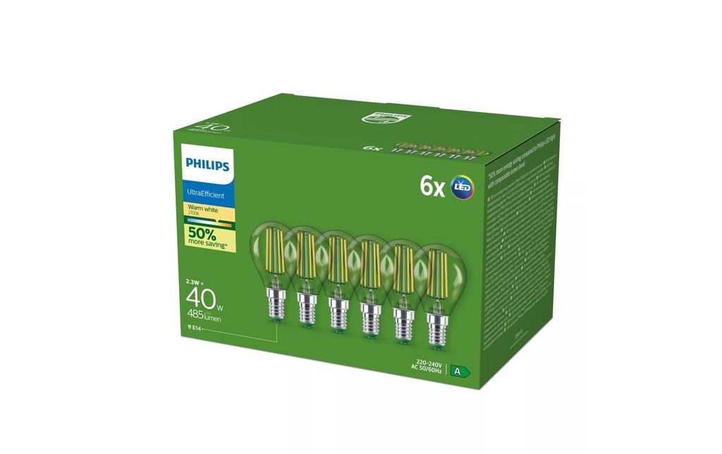 Philips Ampoules LED LED CLA 40W P45 E14, pack de 6