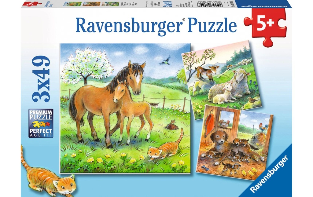 Ravensburger Puzzle Temps de câlins 3 x 49 pièces