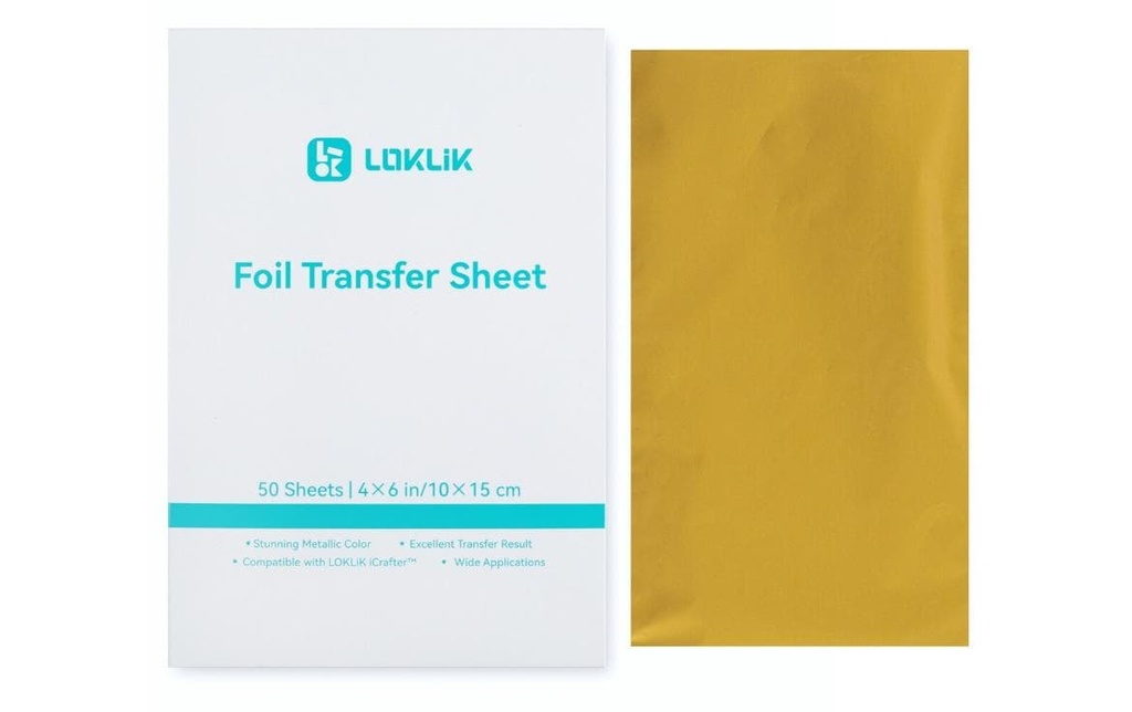 LOKLIK Feuilles de transfert de film 10 x 15 cm, 50 Pièce/s, Doré