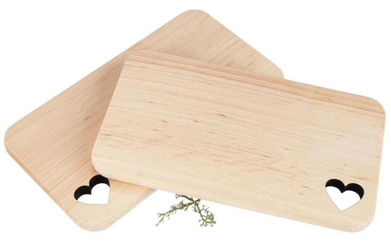 creanorm Planche à découper Aulne 12.5 x 22.5 cm, motif cœur