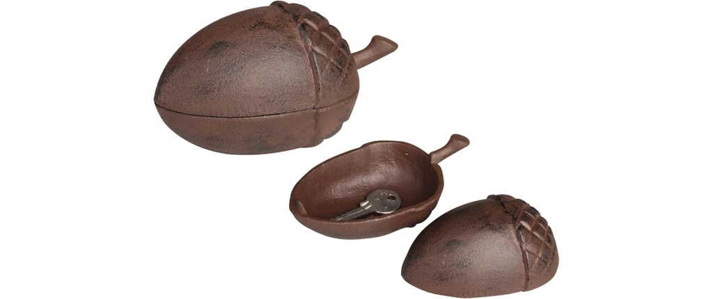 Esschert Design Figure décorative Cache-clés en forme de gland Gland Fonte Marron