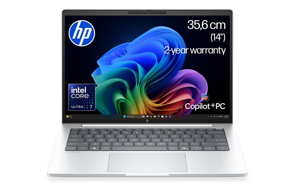 HP EliteBook 8 G2i 14 pouces WUXGA, 32 Go de LPDDR5x, SSD de 512 Go, argent