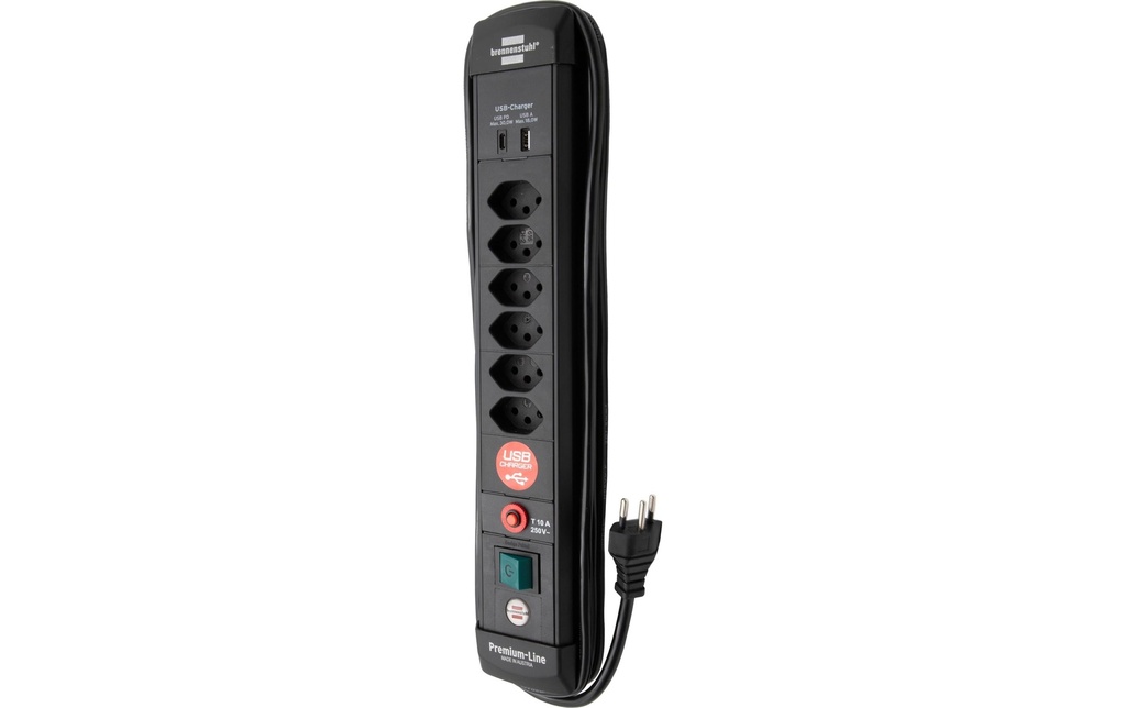 Brennenstuhl Ligne Premium 6x USB-C PD 30W USB-A 18W Noir 3 m