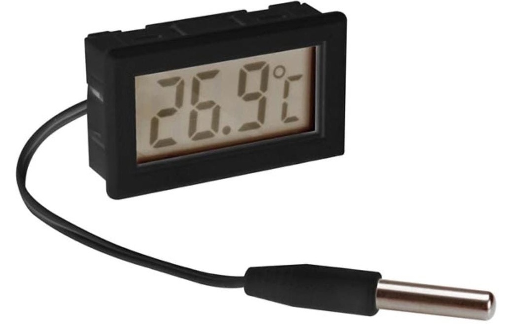 Velleman Thermomètre à encastrer PMTEMP2 Numérique, avec capteur à câble, gris