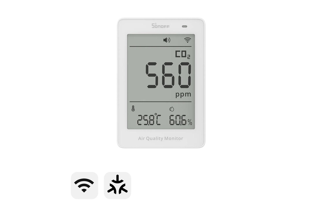 SONOFF Airguard CO2 NDIR, Wi-Fi, Matter, USB-C, Blanc