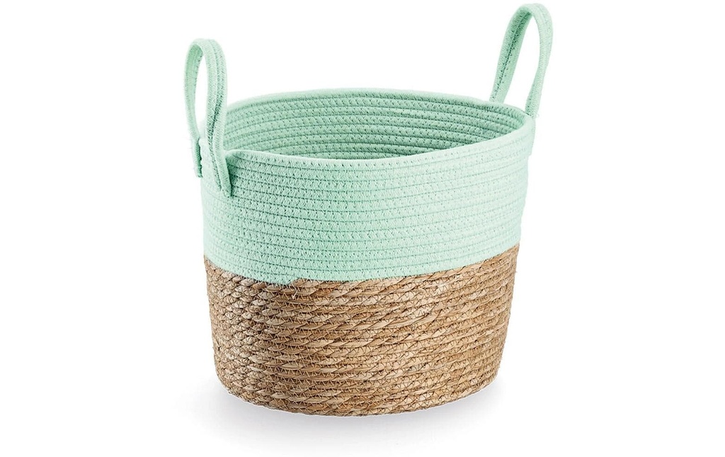 Zeller Present Panier de rangement Coton/jacinthe d'eau Brun/Menthe