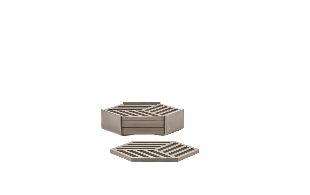 Zone Denmark Dessous de verre Hexagon set de 6 pièces Taupe