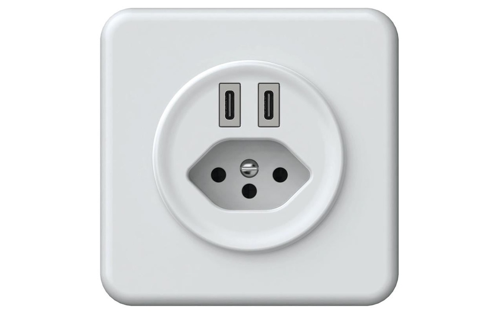 Hager ORIGIN UP Ladesteckdose 2xUSB-C 20W PD + 1x T13 ws