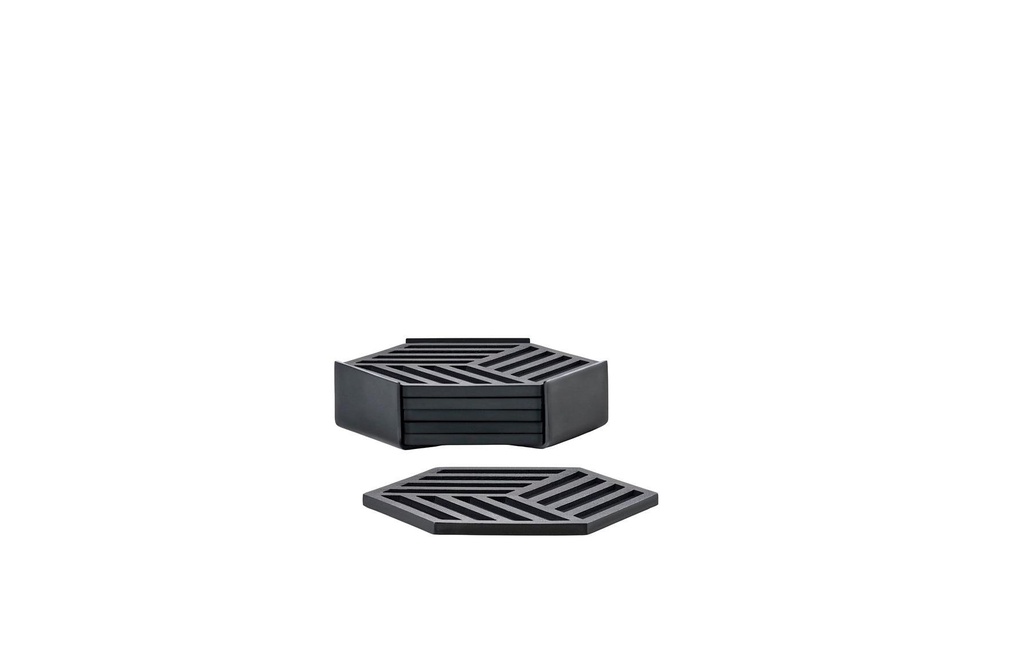 Zone Denmark Dessous de verre Hexagon set de 6 pièces Noir