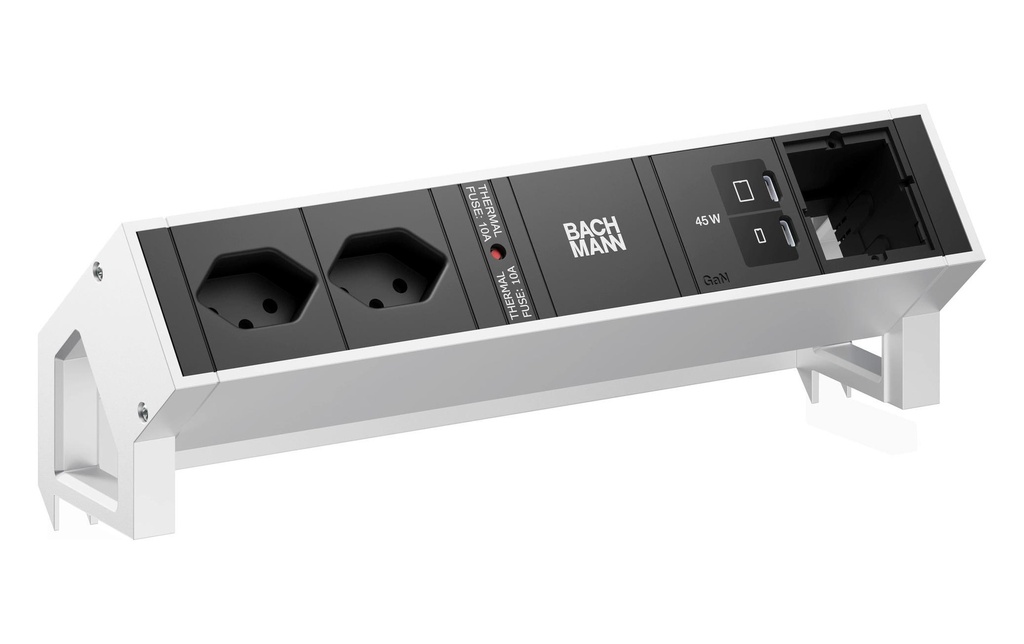 Bachmann Bloc multiprises de table DESK2 2xT13 1xUSB C/C 45W 1xCM INOX