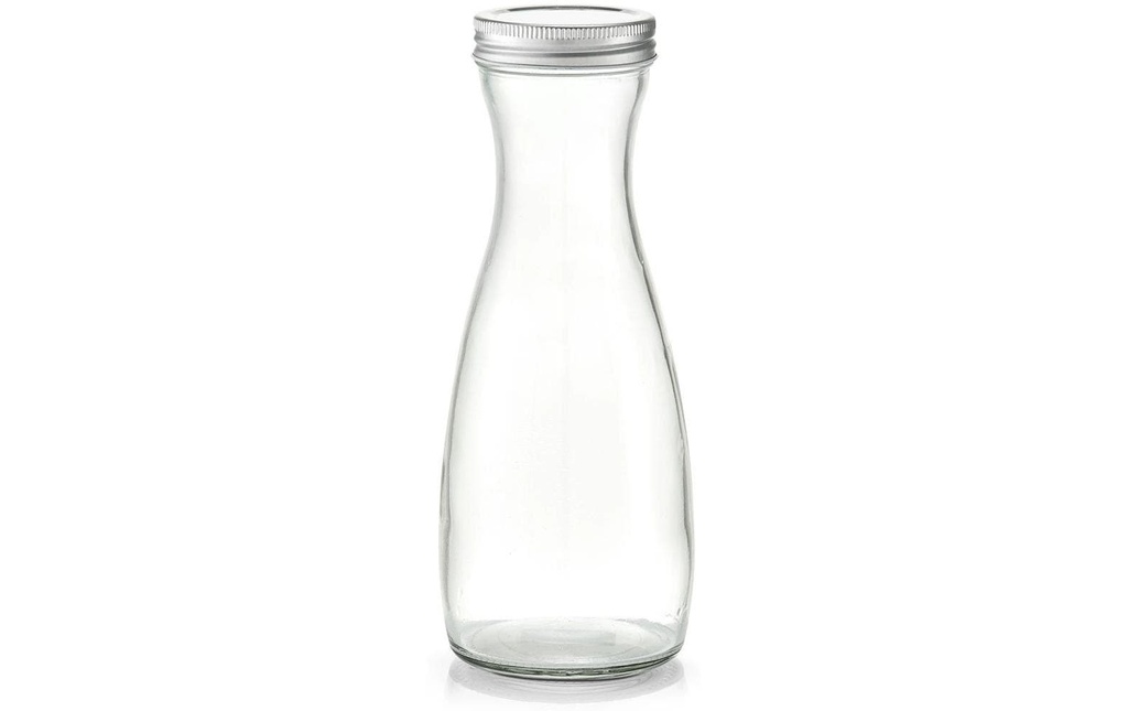 Zeller Present Carafe en verre avec embout métallique 0.95 l, Transparent/Argenté