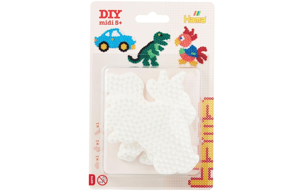 Hama Plaques pour perles à repasser Voiture/dinosaure/perroquet Blanc