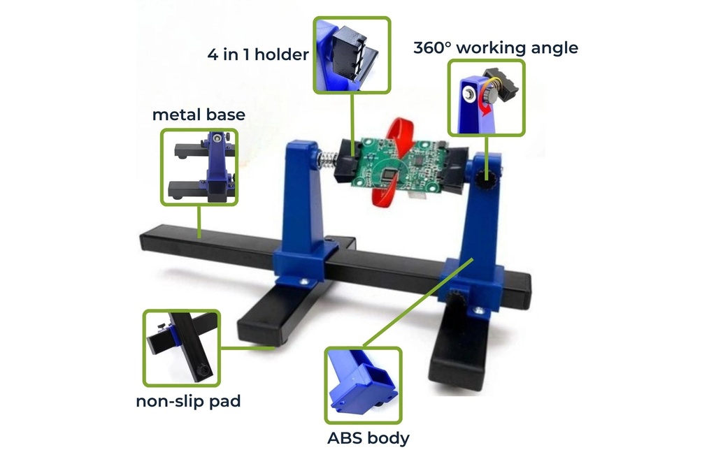 Velleman VTHH6 Support pour circuit imprimé réglable 360 degrés pivotant métal