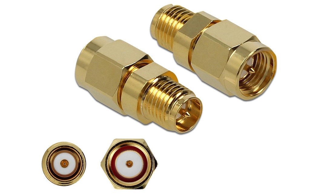 Delock Adaptateur RP-SMA Connecteur (m) - SMA Douille (f)