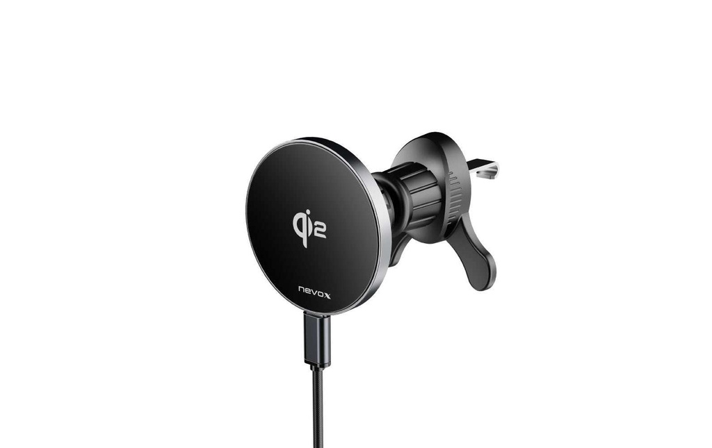 Nevox Chargeur sans fil Qi2 Fast 15W MagSafe, noir-argenté
