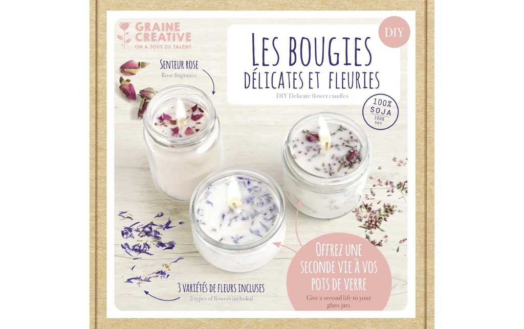 Graine Créative Graine Créative Set de Bougies Fleurs Fleurs séchées Parfum de rose